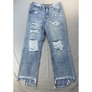 Vocal Blue‎ Jeans Women's Medium Distressed Glitter Straight Leg  31x27 New